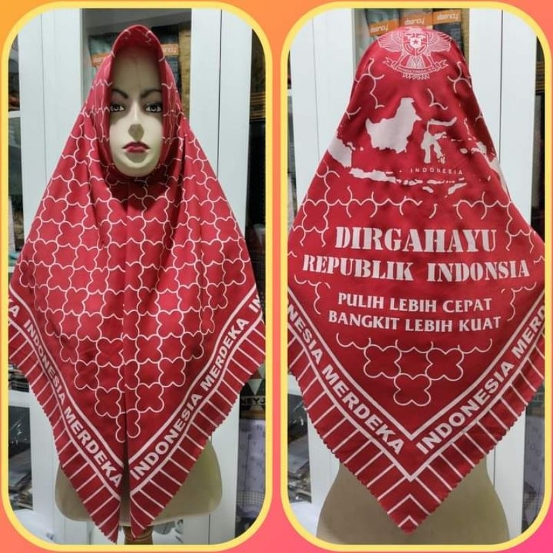 Jual Jilbab Merah Putih Hijab Segi Empat Kemerdekaan Shopee Indonesia