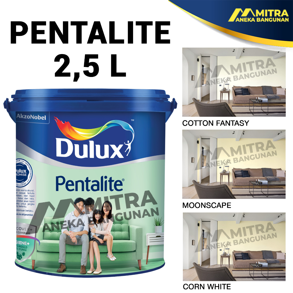 Jual CAT TEMBOK DULUX PENTALITE INTERIOR 2 5 LITER BROKEN WHITE IVORY