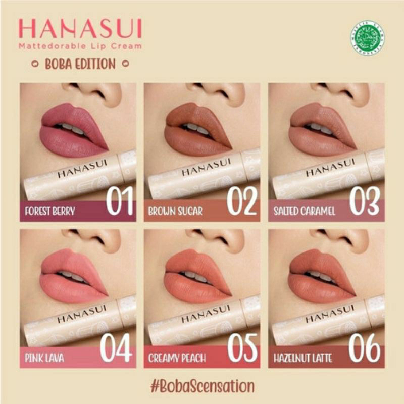 Jual Hanasui Mattedorable Lip Cream Series Boba Edition Matcha Series