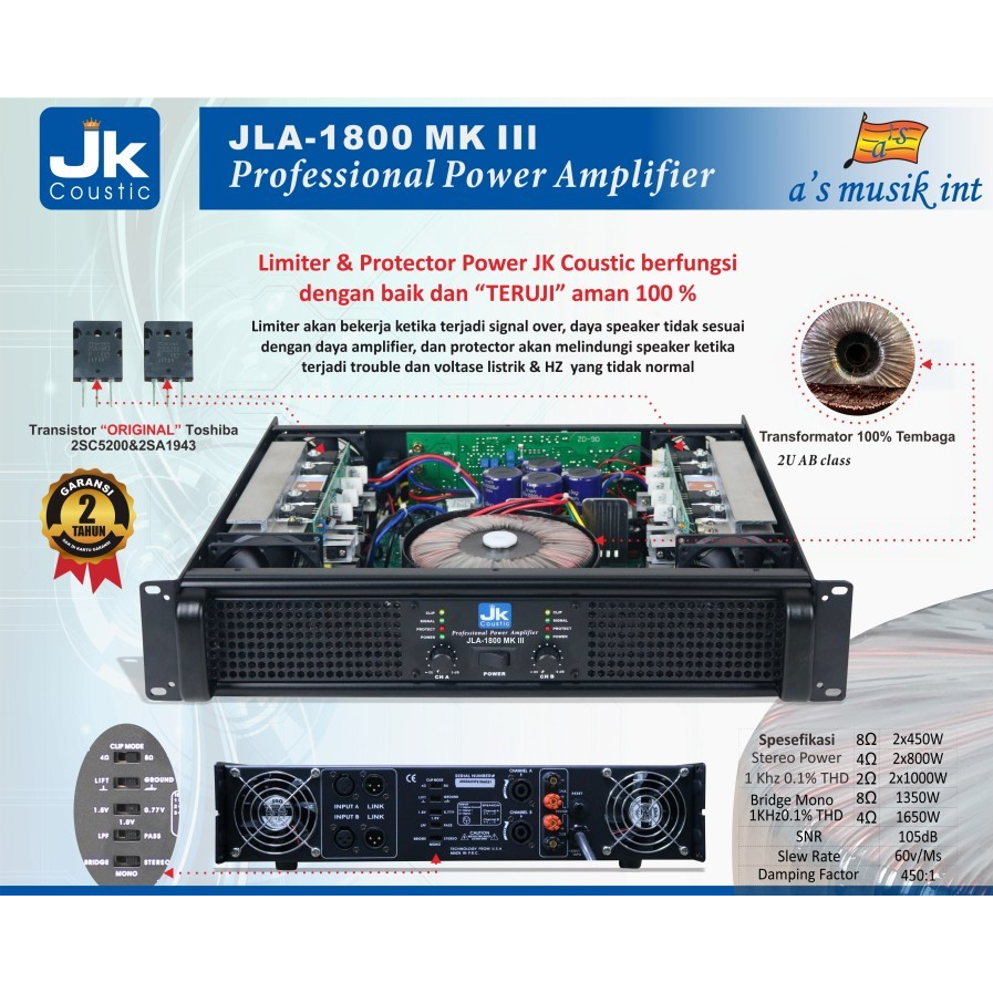 Jual Power JLA 1800 MK III JK Coustic Power Amplifier JLA 1800 MKIII