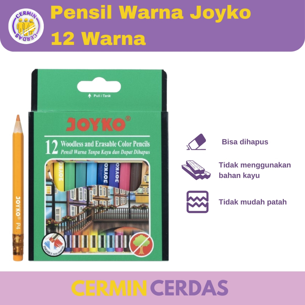 Jual Pensil Warna Dapat Dihapus Joyko Erasable Color Pencils Alat