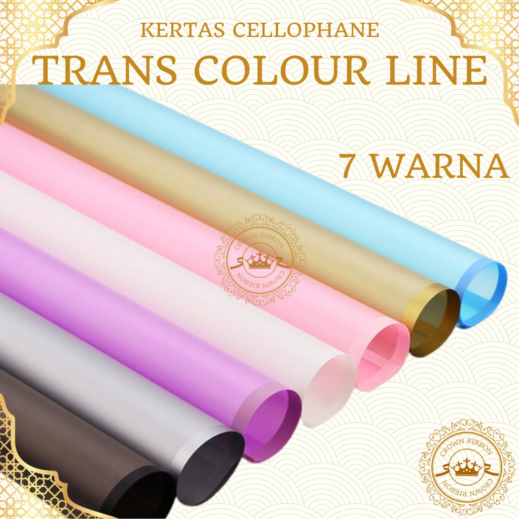 Jual 5 LEMBAR Kertas Cellophane Buket Bunga TRANSPARAN COLOUR LINE