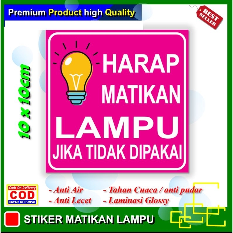 Jual Stiker Harap Matikan Lampu Jika Tidak Digunakan Sticker Ketertiban