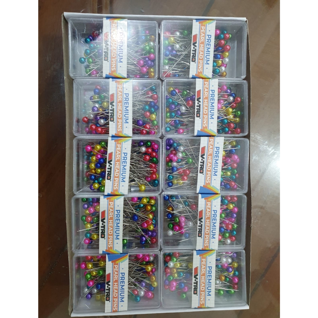 Jual Jarum Pentul Vtro Box Plastik Premium Besar Head Pin Warna Atau