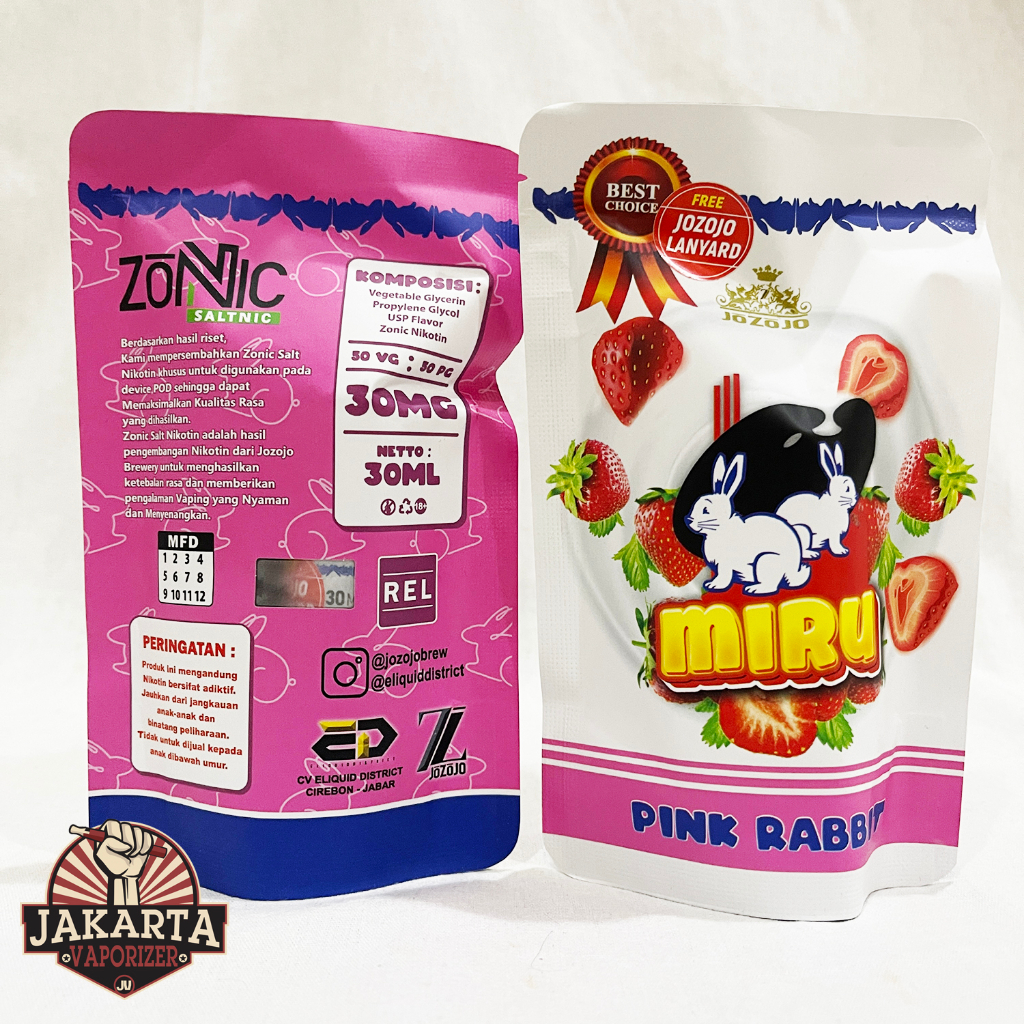 Jual SALT MIRU PINK RABBIT SALTNIC 30ML 30MG BY JOZOJO BREWERY