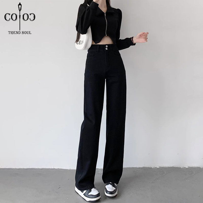 Jual Coco Trend Soul Jeans Hitam Kulot Highwaist Celana Jeans Wanita