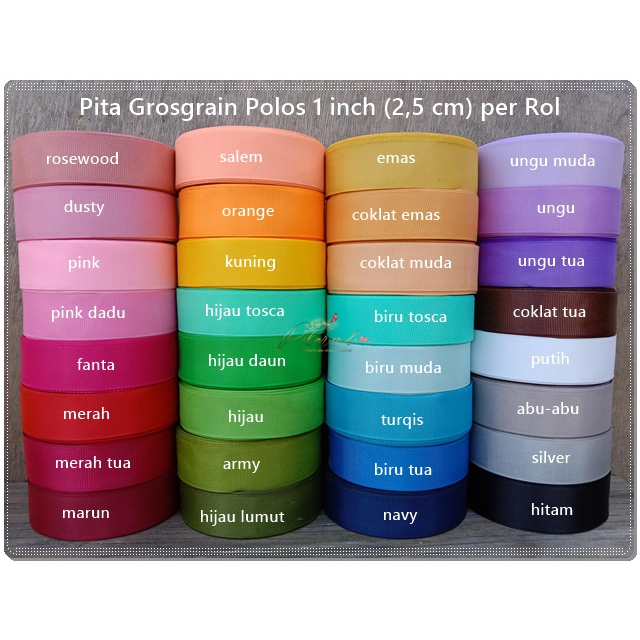 Jual Pita Grosgrain Pita Salur Polos 2 5 Cm Murah Per Rol Shopee