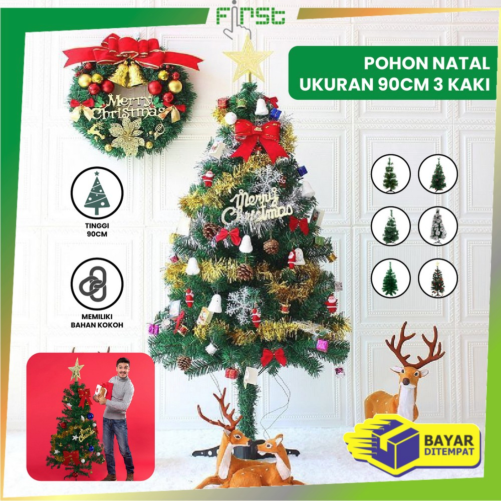 Jual FH C15 Pohon Natal Ukuran 90CM 3 Kaki Bahan Plastik Dekorasi Natal