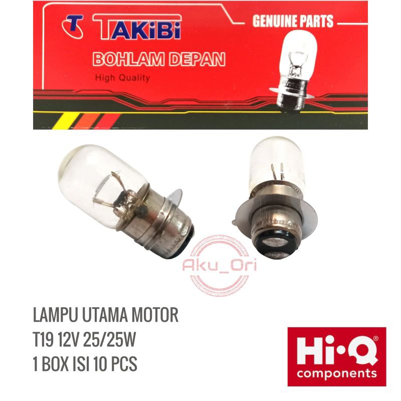 Jual 10 Pcs BOHLAM DEPAN K1 TAKIBI Lampu Utama Motor T19 12V 25W BEBEK