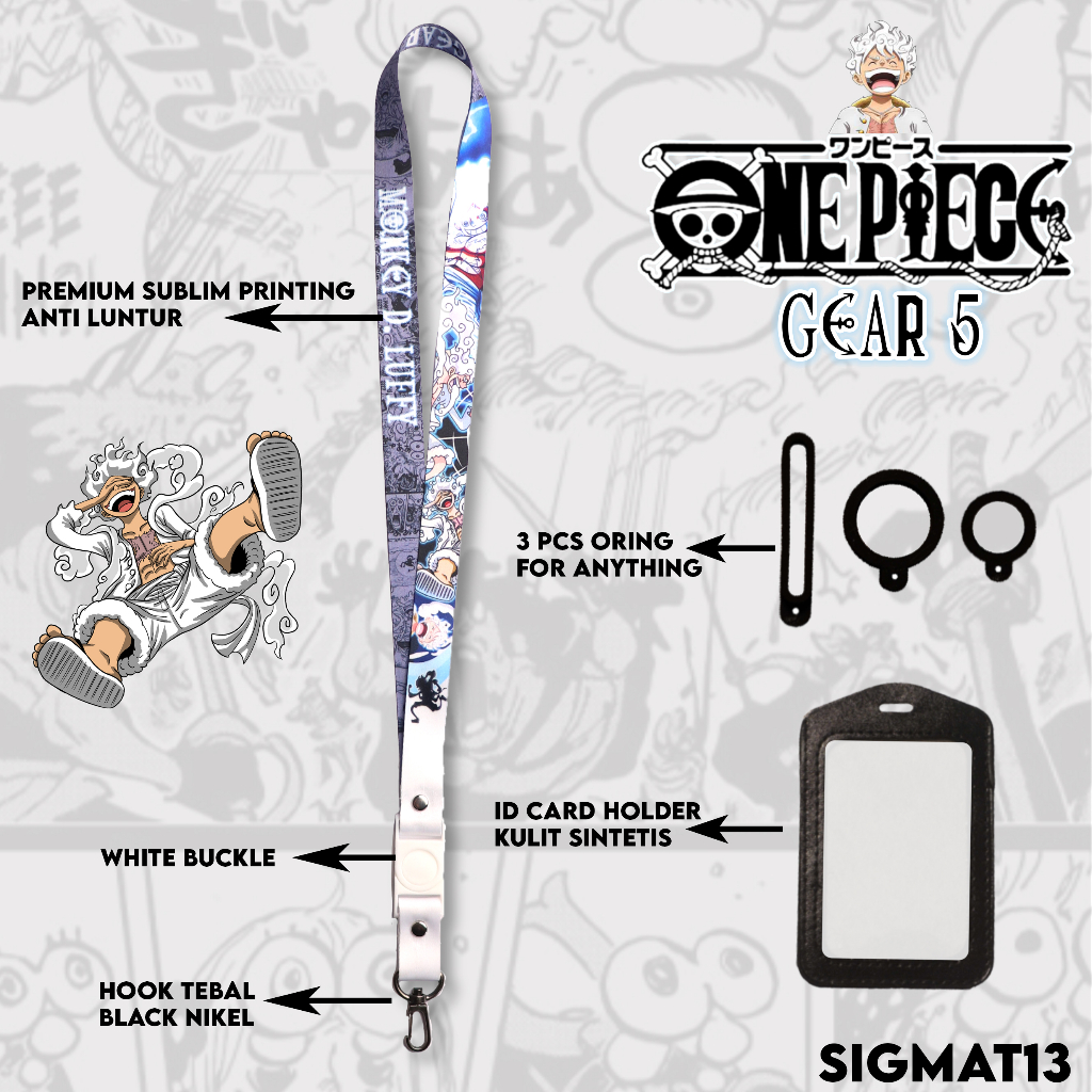 Jual One Piece Gear Lanyard Sigmat Gantungan Id Card Printing Name