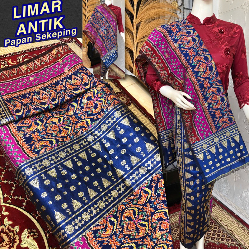 Jual Songket Limar Antik Papan Sekeping Biru Songket Tenun Asli