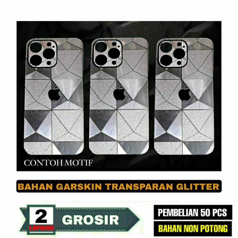 Jual Bahan Garskin Skin Back Protector Transparan Glitter Grosir