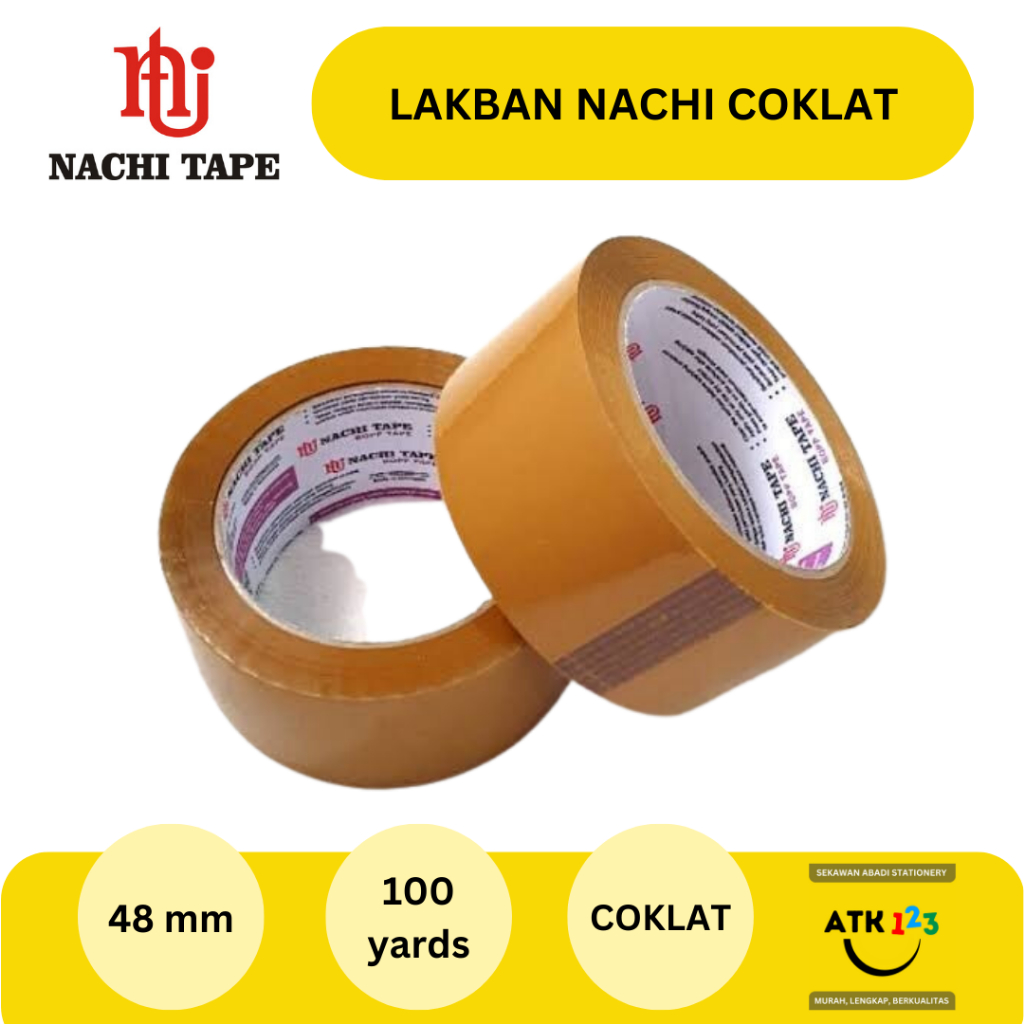 Jual Lakban Nachi Lakban Coklat OPP Tape Isolasi Plakban 48mm 100 YARD