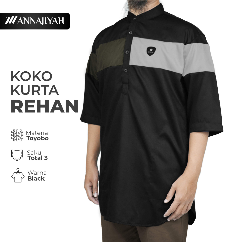 Jual Baju Muslim Koko Kurta Rehan Pria Dewasa Bahan Toyobo Premium