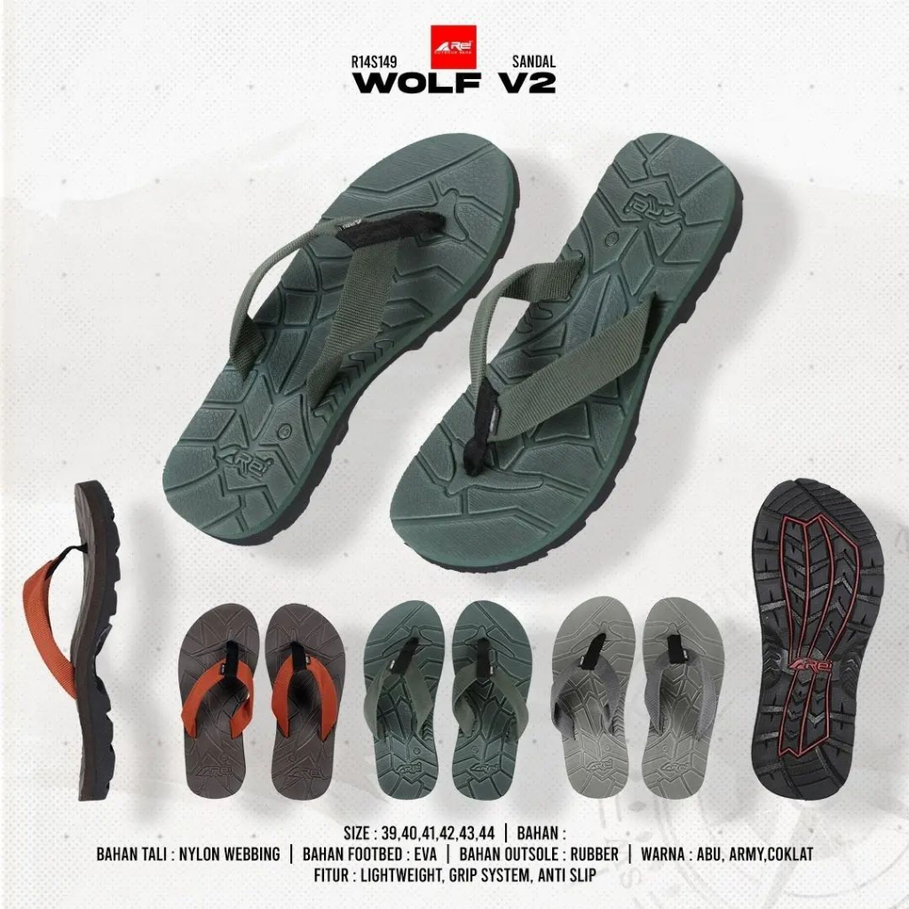 Jual Sandal Jepit Pria Wolf Arei Outdoorgear Sendal Gunung Rei Shopee