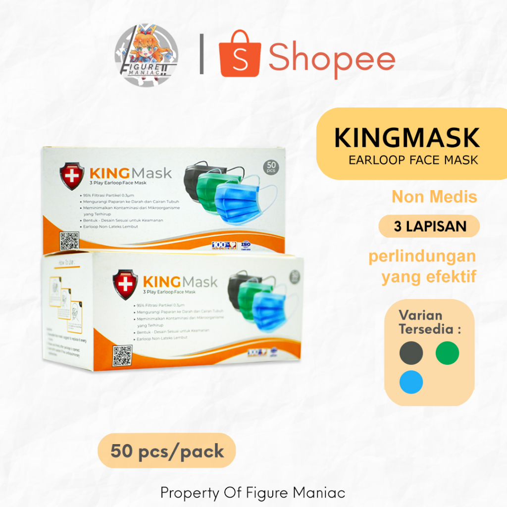 Jual Figure Maniac Masker Earloop 3 PLY 3PLY KingMask Kemenkes King