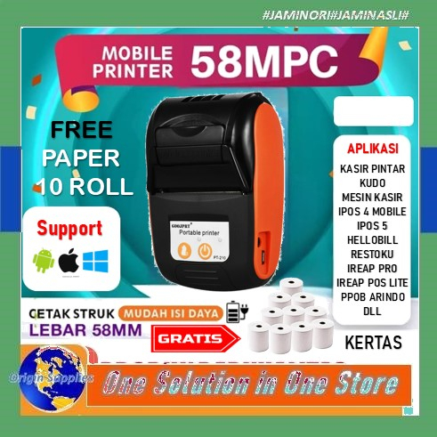 Jual Printer Thermal Bluetooth 58mm Dengan Baterai Bluetooth USB