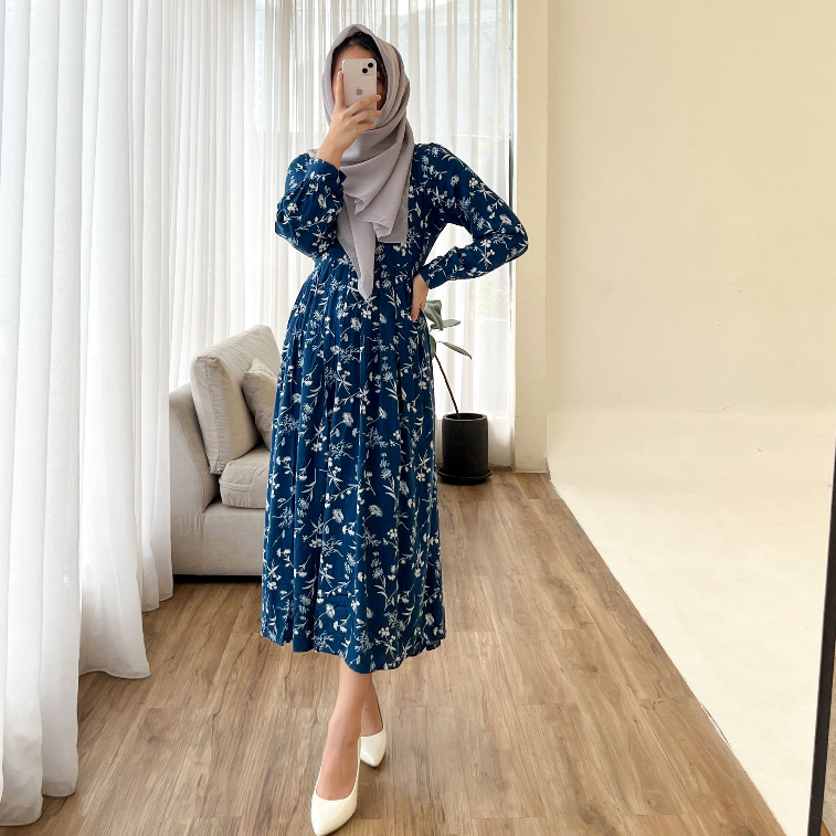 Jual Karia Motif Dress Fashion Muslim Casual Dress Korean Wanita