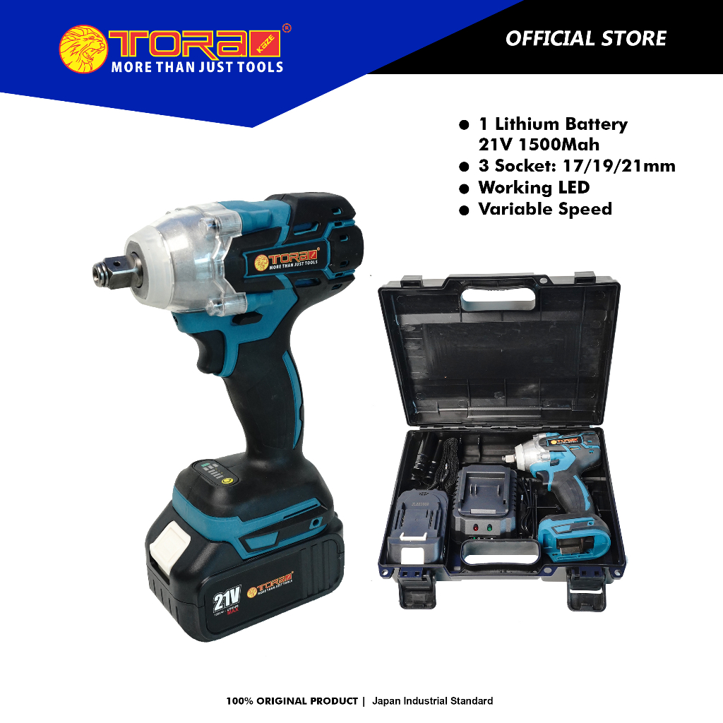 Jual TORA Bor Impact Baterai 1 2 Inch 21V Cordless Impact Wrench