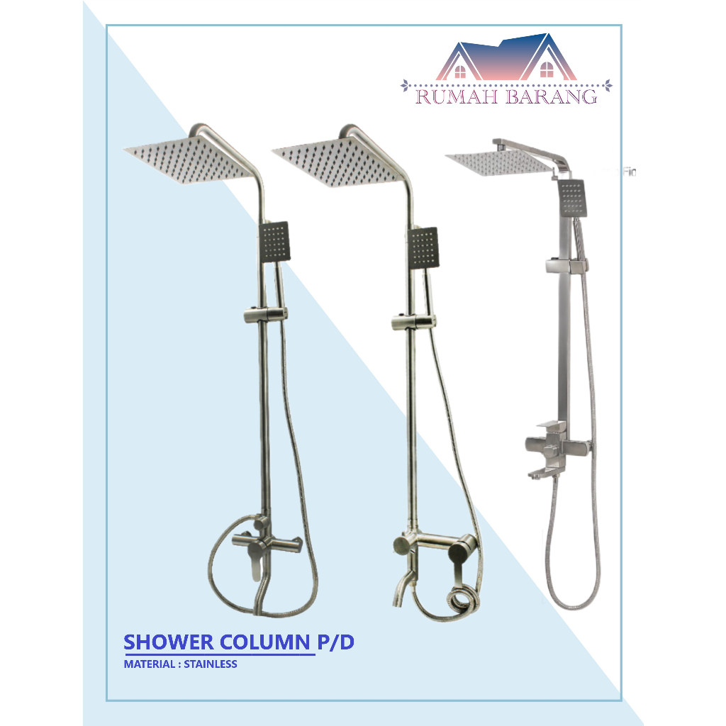 Jual Shower Tiang Column Set Panas Dingin Sus Wall Mounted Shower