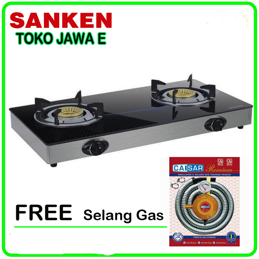 Jual KOMPOR GAS SANKEN SG 363BX Kompor Gas Kaca 2 Tungku SI API BIRU