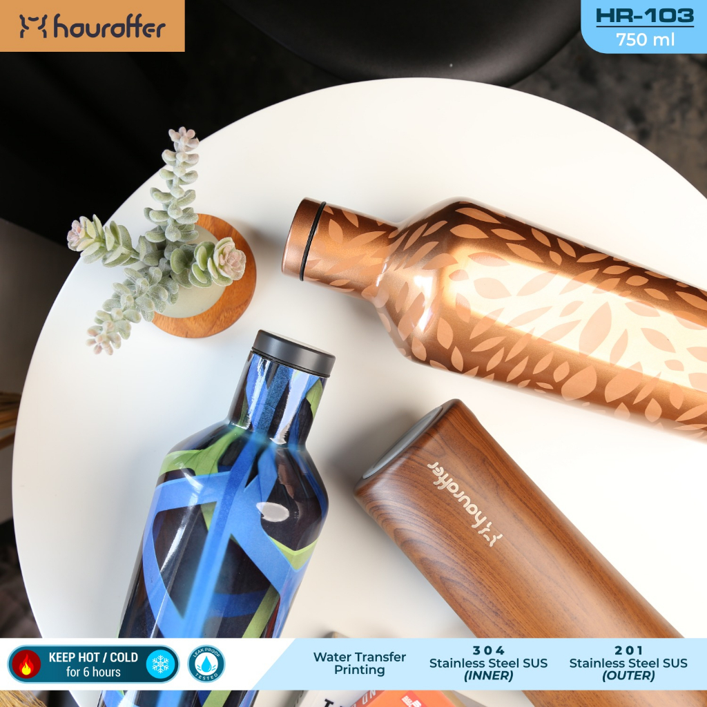 Jual Houroffer Botol Minum Thermos HR 103 Stainless Steel Tumbler Wood