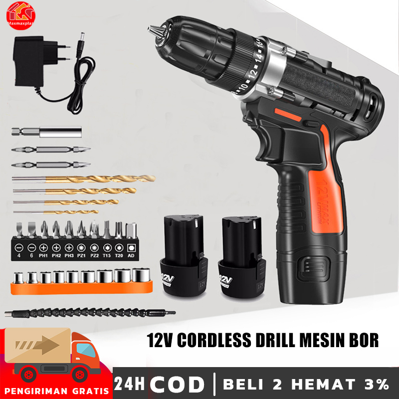 Jual 12V Cordless Drill Mesin Bor Tangan Tanpa Kabel Bor Baterai Mesin