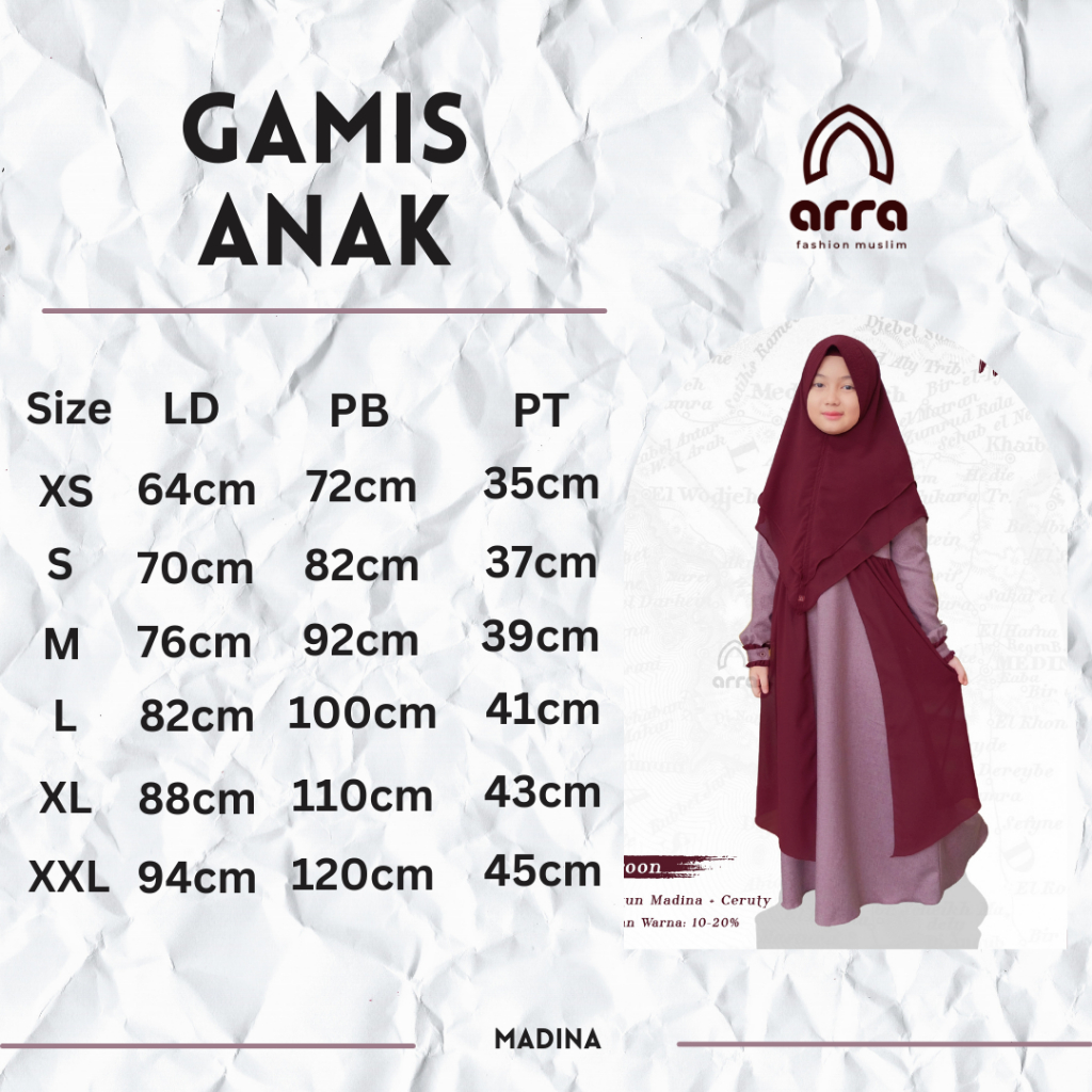 Jual Sarimbit Keluarga 2024 Arra Series Madina Maroon Baju Muslim