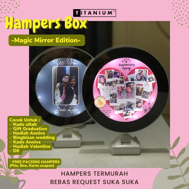 Jual HAMPERS CERMIN AJAIB MAGIC MIRROR CUSTOM FOTO TULISAN KADO HADIAH