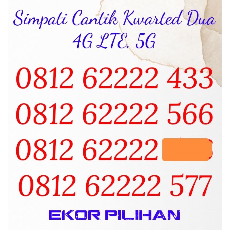 Jual NOMOR CANTIK SIMPATI CANTIK SERI 11 DIGIT 4G LTE Shopee Indonesia