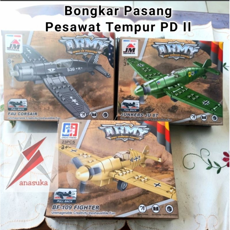 Jual Pesawat Stuka Corsair Messerschmitt Bongkar Pasang Balok Bricks