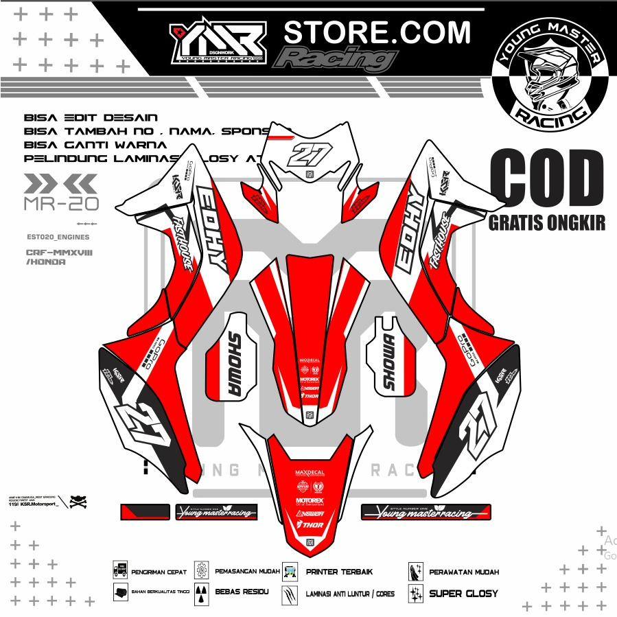 Jual Decal Crf150L Klx Bf Dtracker Wr Full Body Bisa Ganti Nama Dan