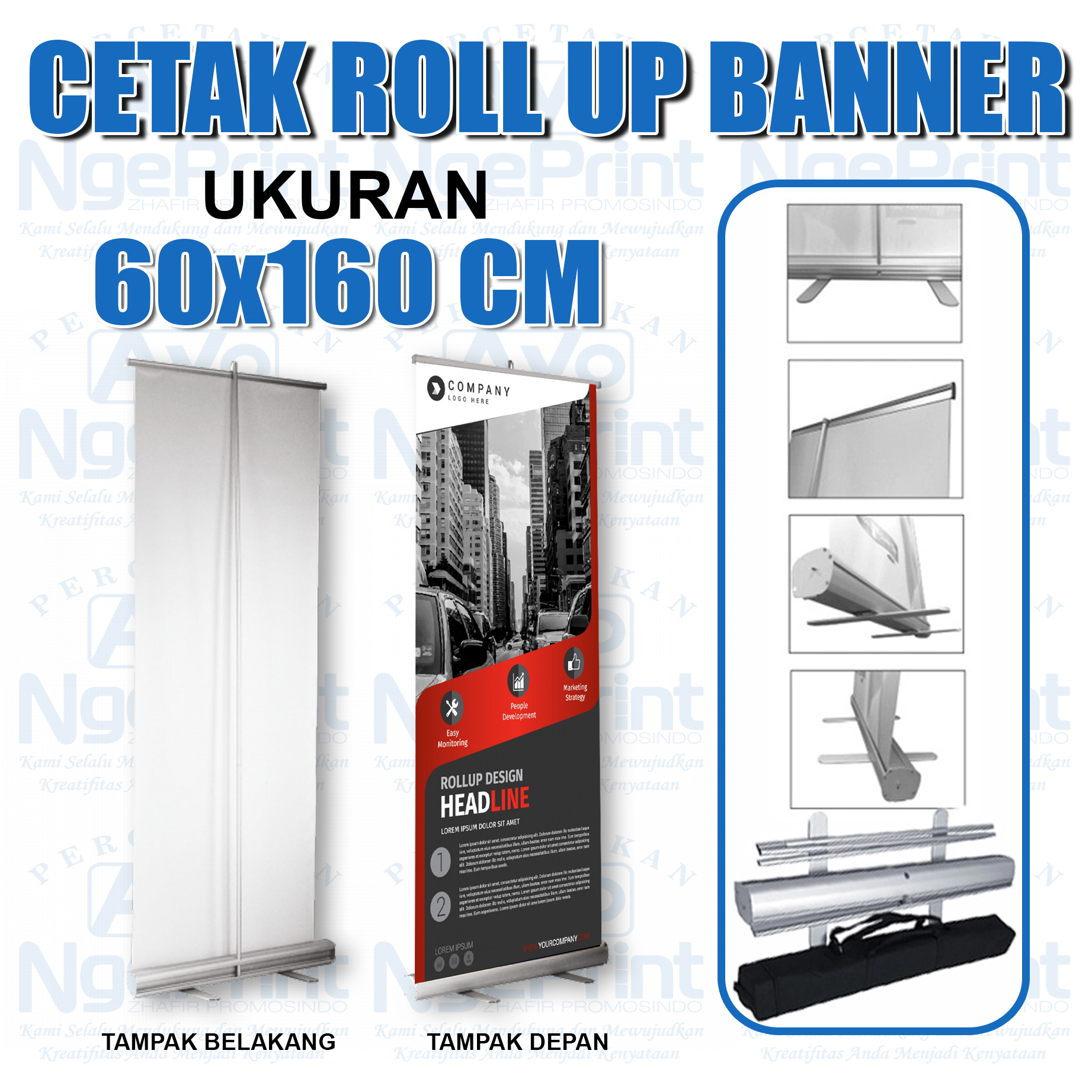 Jual Cetak Standing Roll Up Banner 60 X 160 Cm Full Collor Shopee