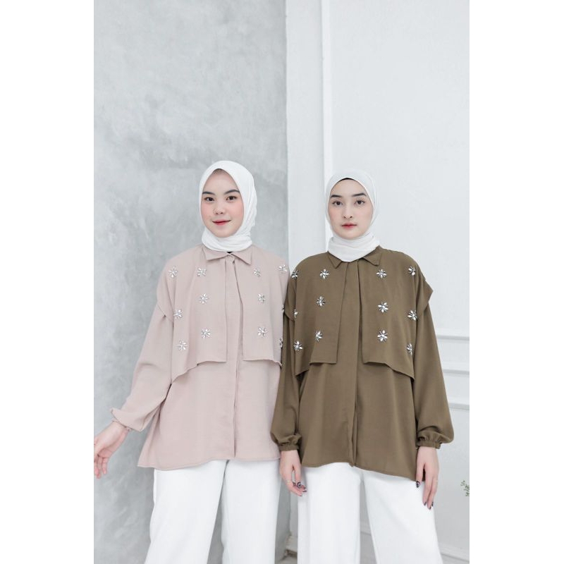 Jual Irysh Basic Trend Hijabers Terbaru Kuliah Baju Atasan Kemeja Polos