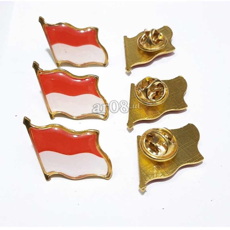 Jual Pin Bendera Merah Putih Kuningan Pin Berdera Indonesia Berkibar