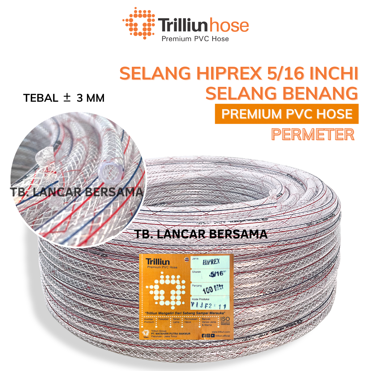 Jual SELANG BENANG 5 16 INCHI HIPREX TRILLIUN HOSE PERMETER Shopee