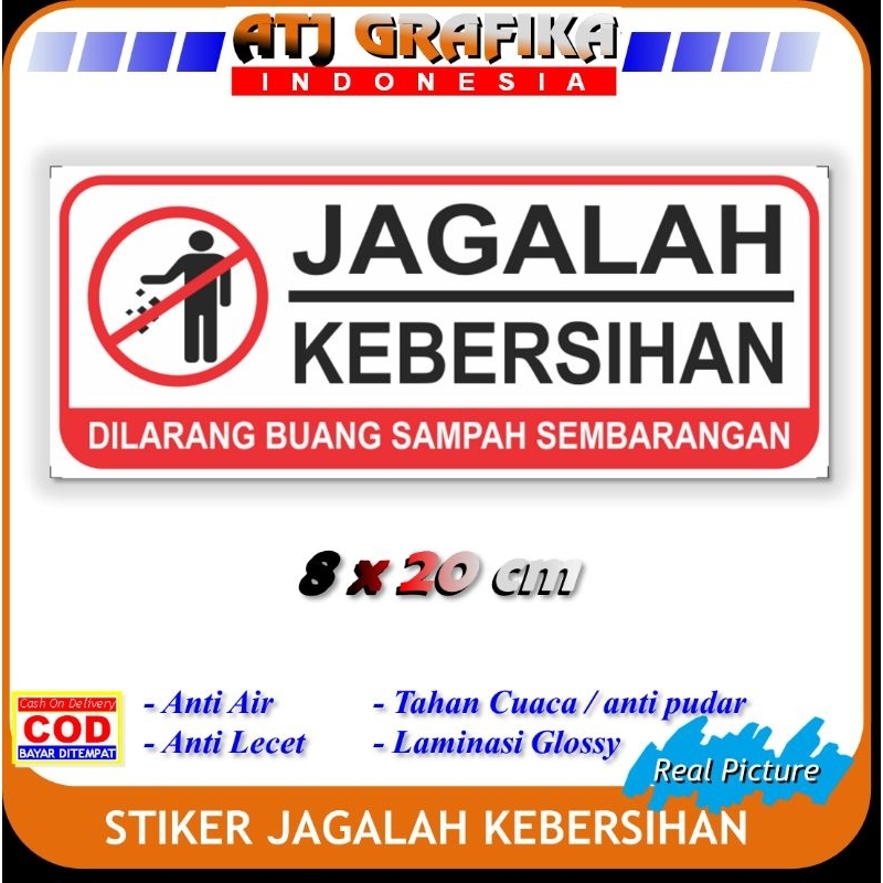 Jual Stiker New Jagalah Kebersihan Lingkungan Rumah Sticker Anti Buang