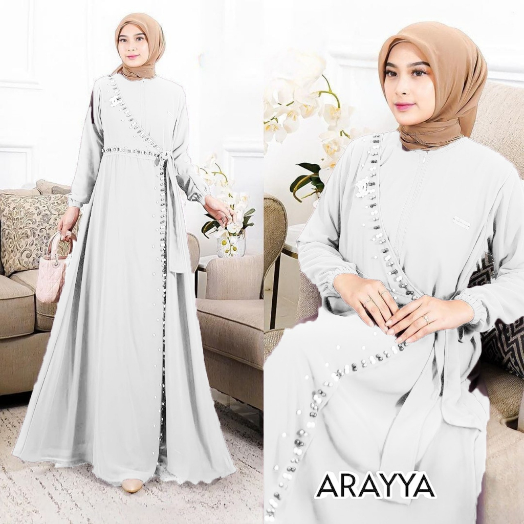 Jual Gamis Kondangan Elegan Gamis Arayya Maxi Gamis Ceruty Dengan Aksen