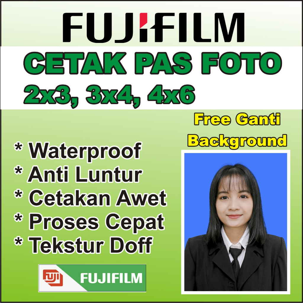 Jual Cetak Pas Foto Doff FujifIlm 3x2 3x4 4x6 FREE GANTI