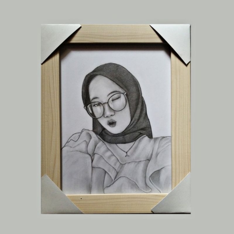 Jual Sketsa Lukisan Wajah R Handmade Asli Lukisan Tangan Kado