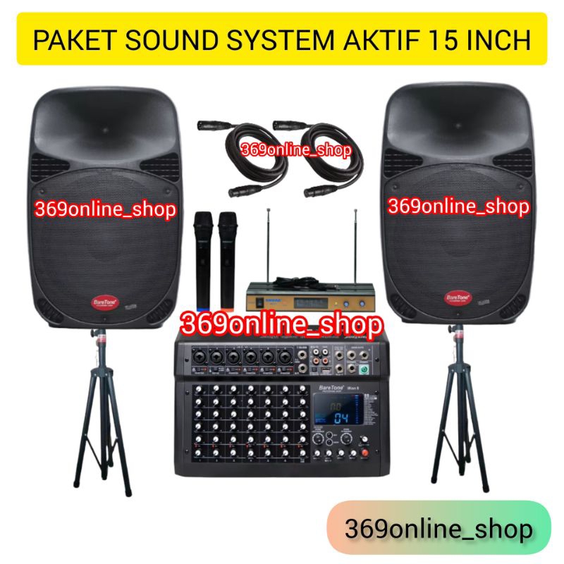 Jual Paket Sound 15 Inch Aktif Baretone Max15mb Mixer 8 Channel