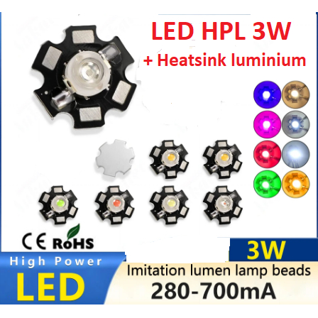 Jual LAMPU LED High Power HPL 3W 3 Watt PLUS Heatsink CASING PCB