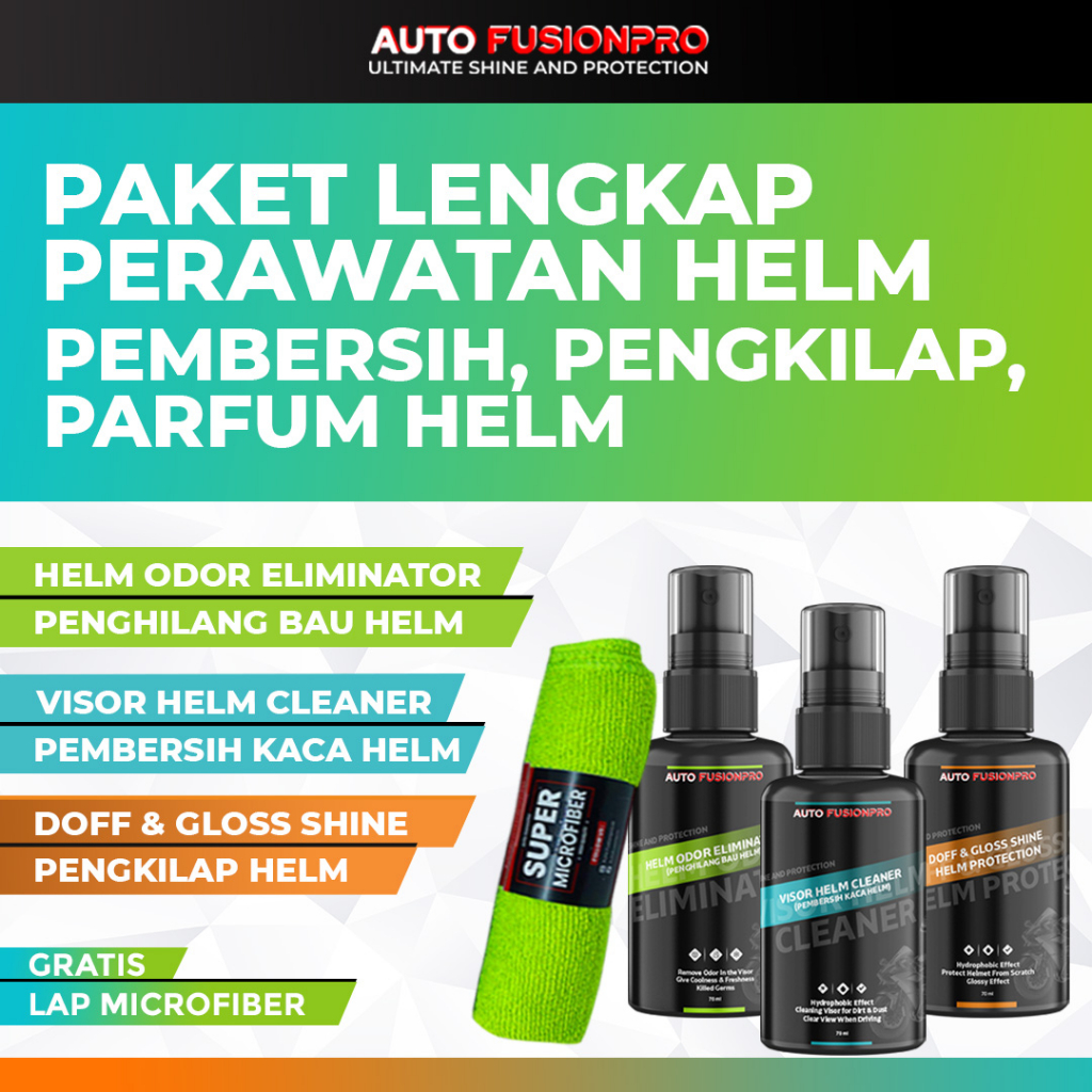 Jual Paket Perawatan Helm Pengkilap Helm Pembersih Kaca Helm Efek