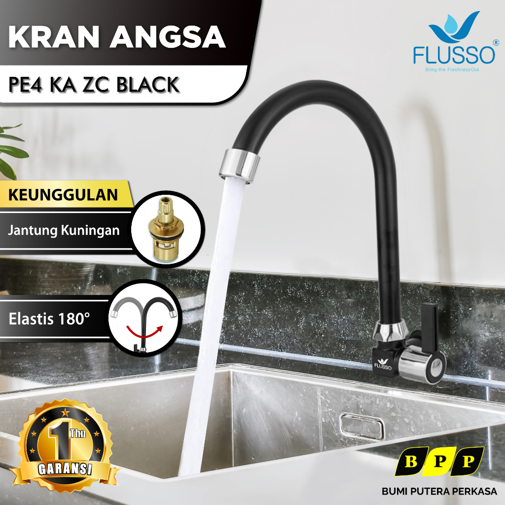 Jual Flusso Kran Angsa Wastafel Keran Bak Cuci Piring Dapur Original