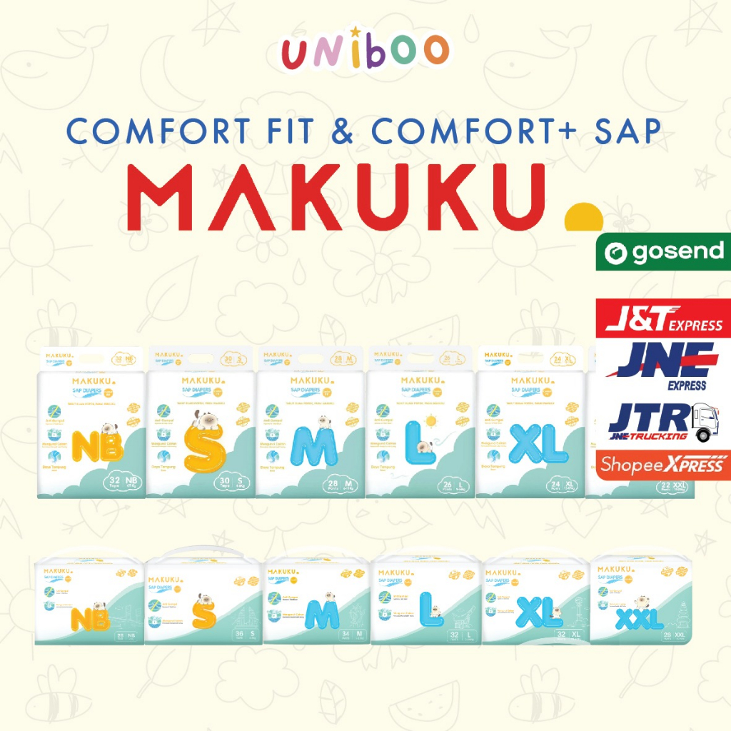 Jual BISA KARGO MAKUKU SAP Diapers Comfort Comfort Fit NB S M L XL