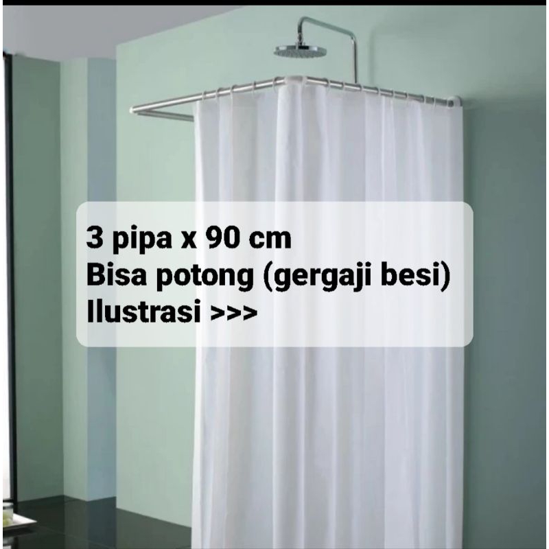 Jual Tiang Shower Curtain Tiang Tirai Kamar Mandi 3 In 1 Bisa Bentuk