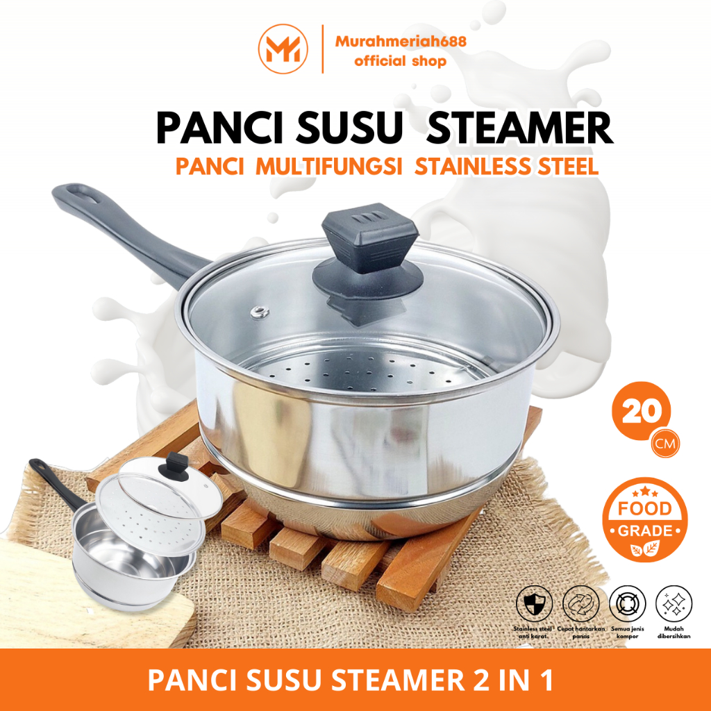 Jual MM Panci Susu Stainless Steel 20CM Kukus Steamer BMW Panci