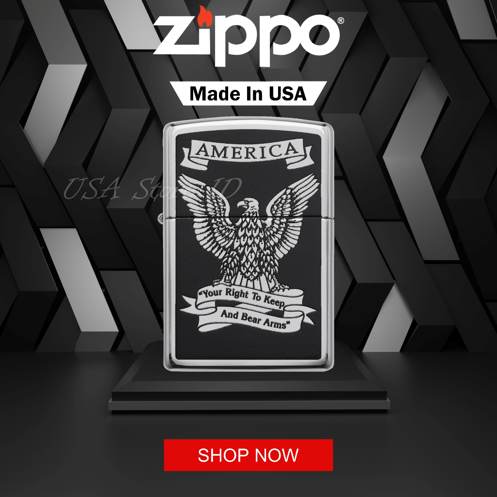 Jual Korek Zippo Black And White Americana Original Made In Usa