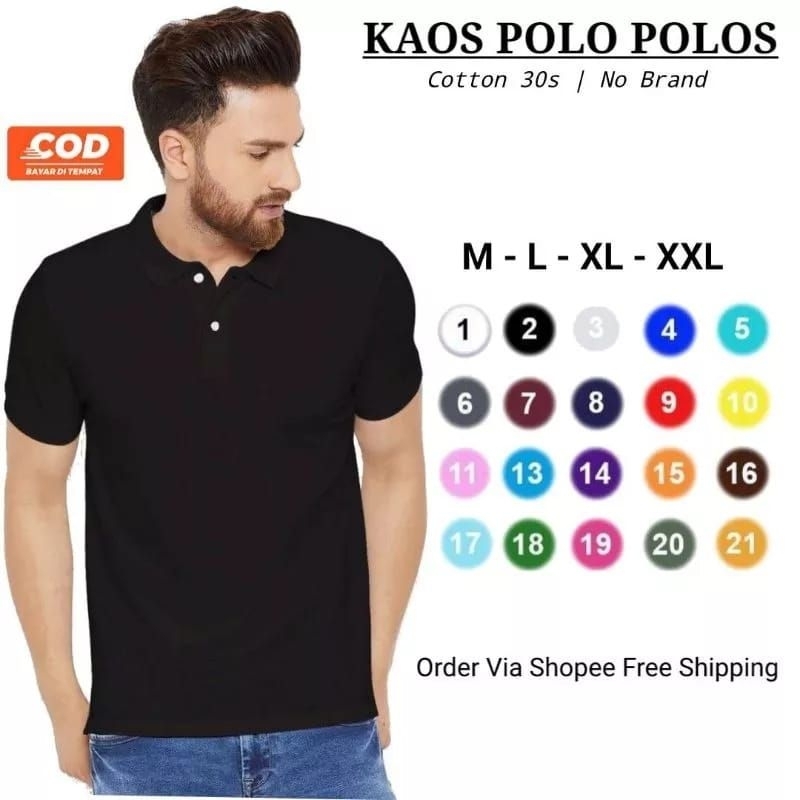 Jual Kaos Kerah Wangki Polo Polos Unisex Cowok Cewek Bahan Catton S