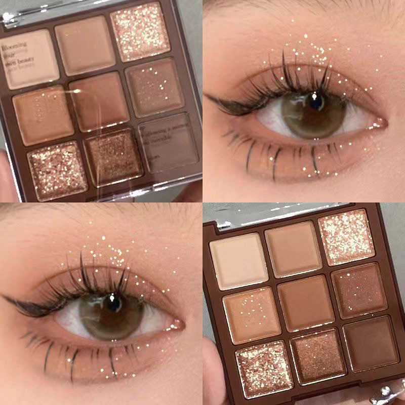 Jual Matte Glitter Eyeshadow Pallete 9 Warna Brown Tone Nude Color